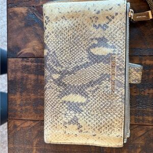 Michael Kors Gold and Gray Snake Print Wallet